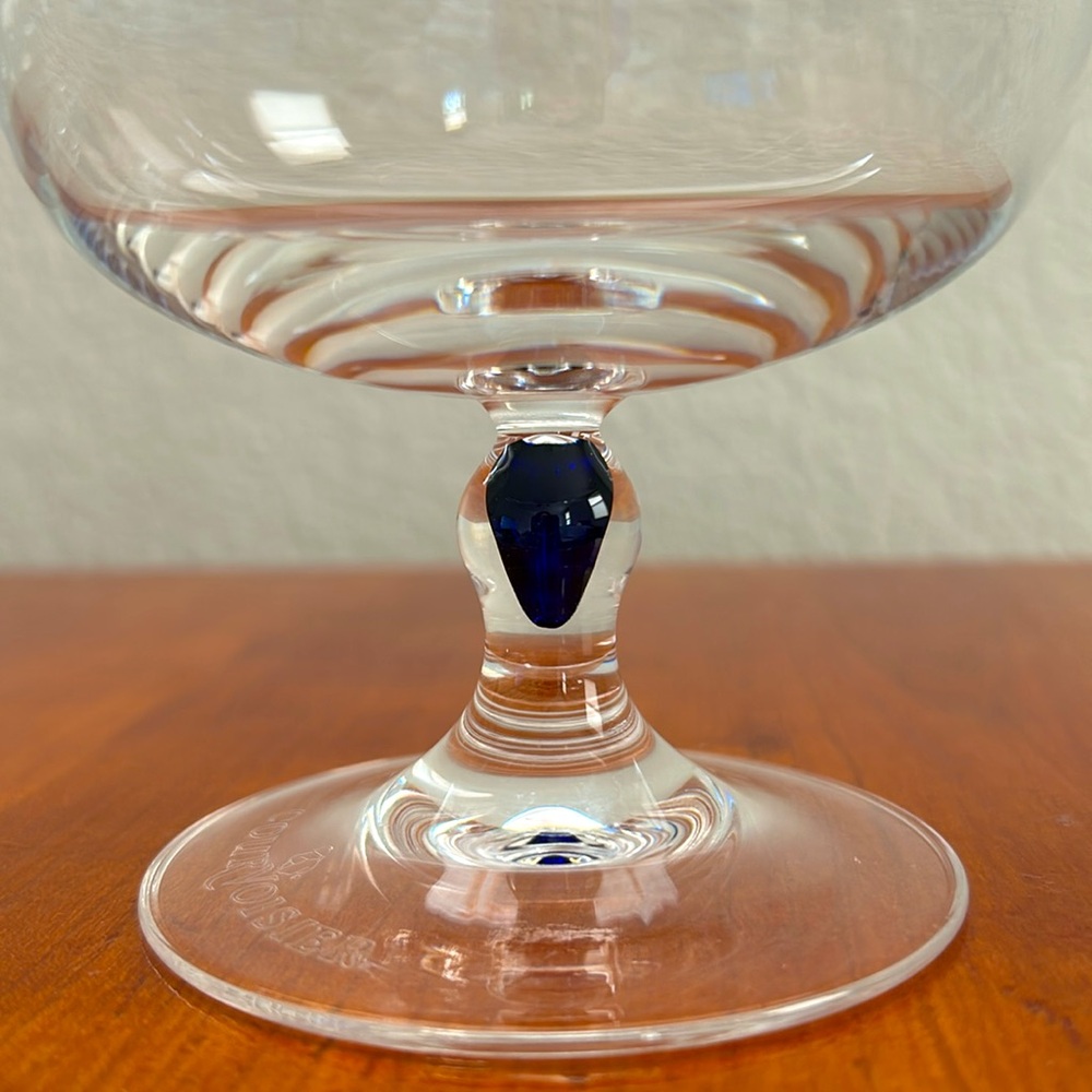 Courvoisier Cobalt Blue Teardrop Stem Cognac Brandy Sniffer Stemware Glasses 2 - Picture 2 of 6